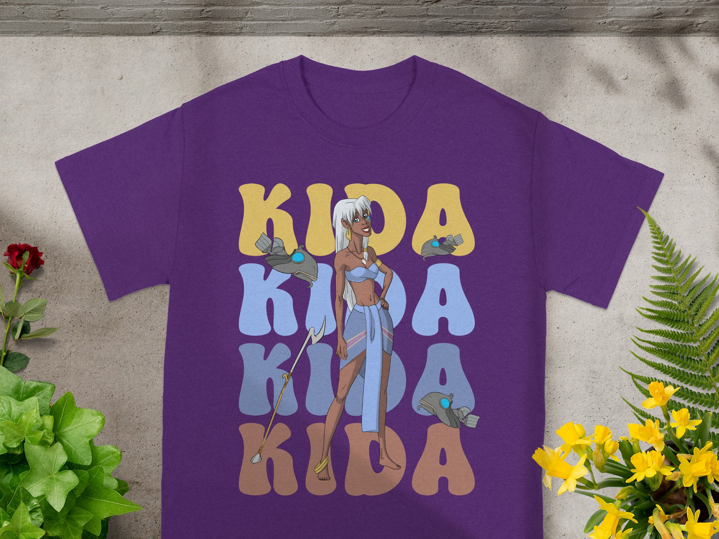 Kida design with title in purple t-shirt.