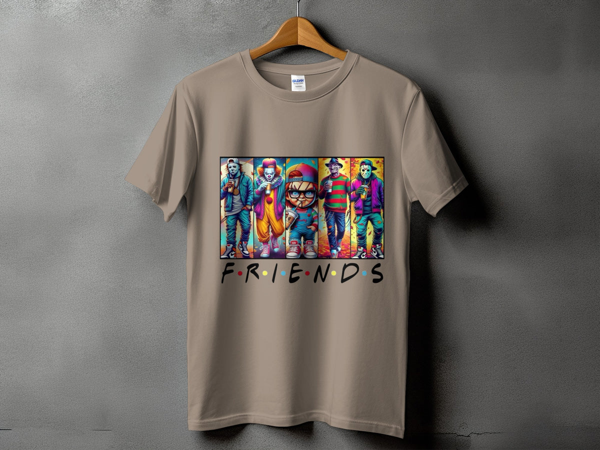 T-shirt with horror characters and "Friends" logo
