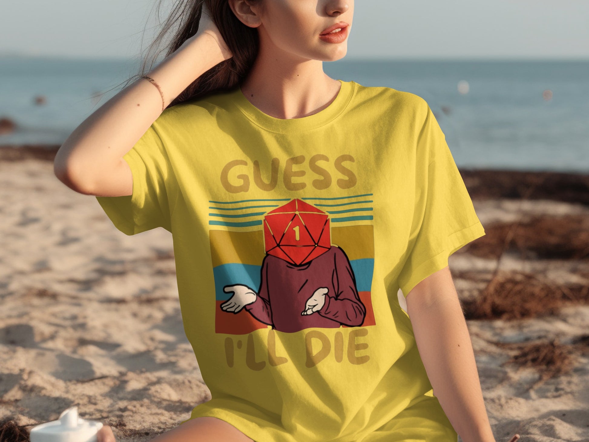 Guess I'll Die Yellow Graphic T-shirt