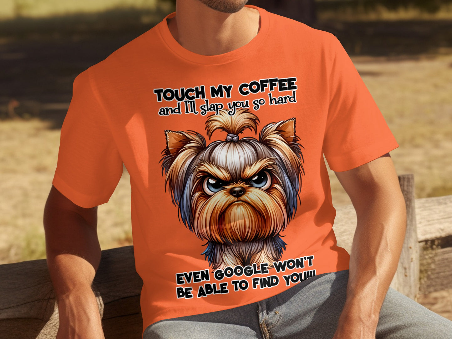 Touch My Coffee Funny Angry Dog T-Shirt