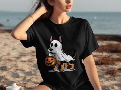 Cute Halloween Dog with Ghost Costume T-Shirt