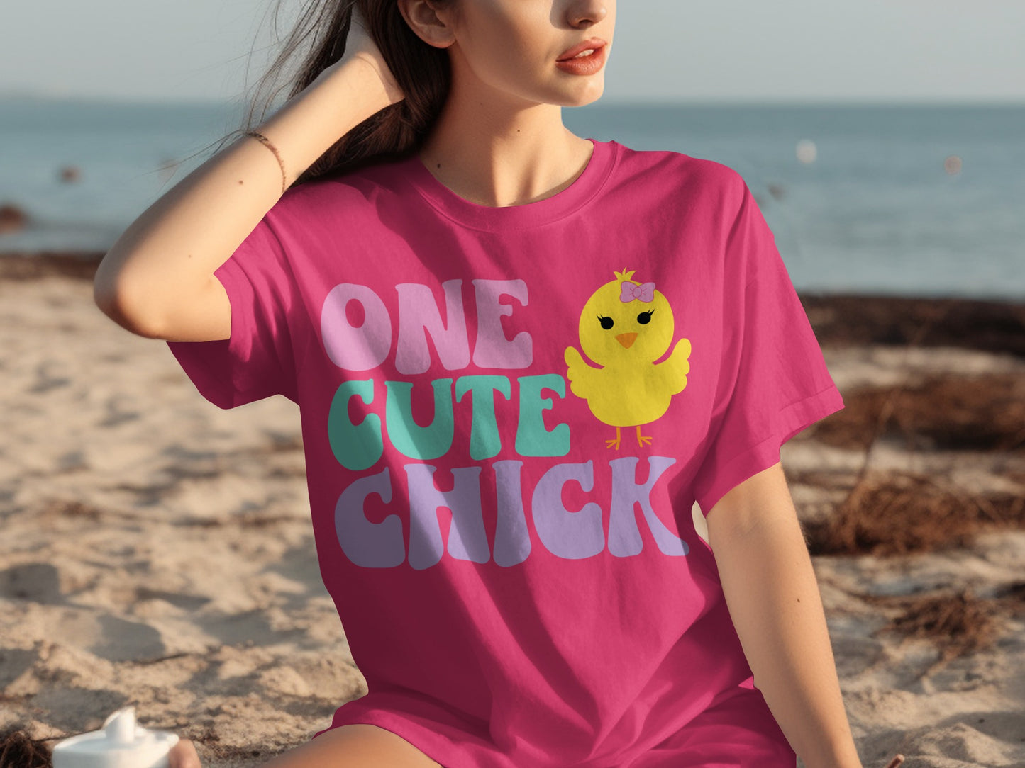 One Cute Chick Graphic Design T-Shirt