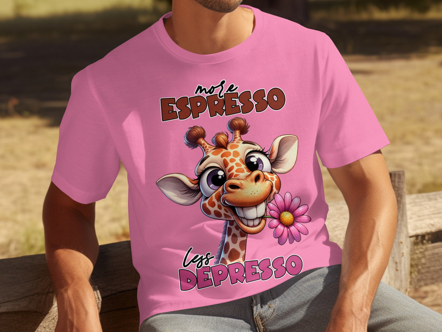 More Espresso Less Depresso Cute Giraffe T-Shirt
