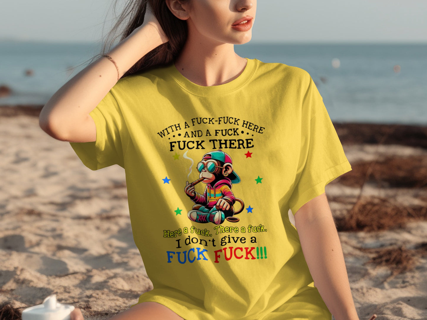 Colorful Monkey Graphic with Funny Text T-Shirt
