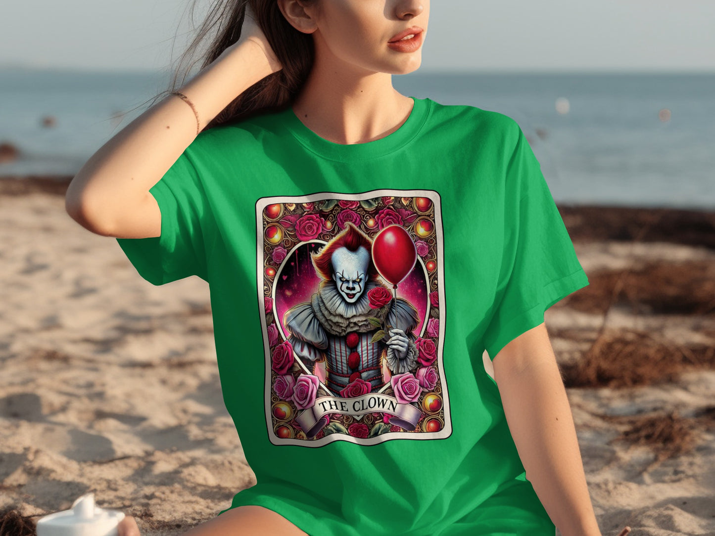 The Clown Red Balloon and Roses Artwork T-Shirt