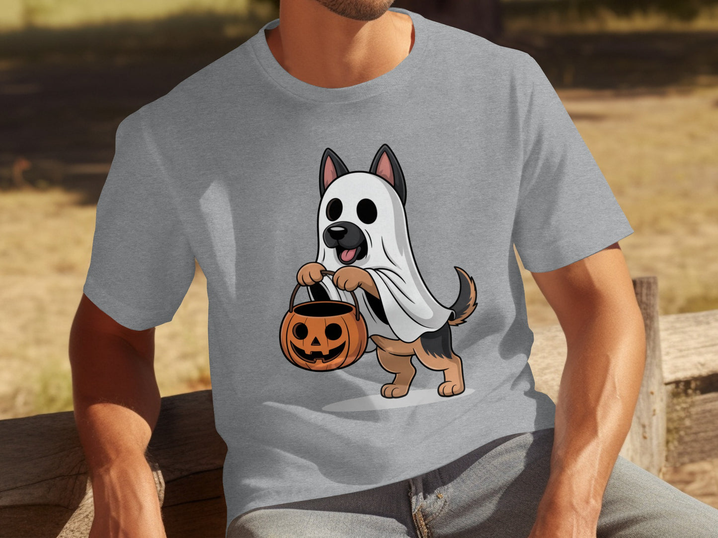 Halloween Dog in Ghost Costume Graphic T-Shirt Product