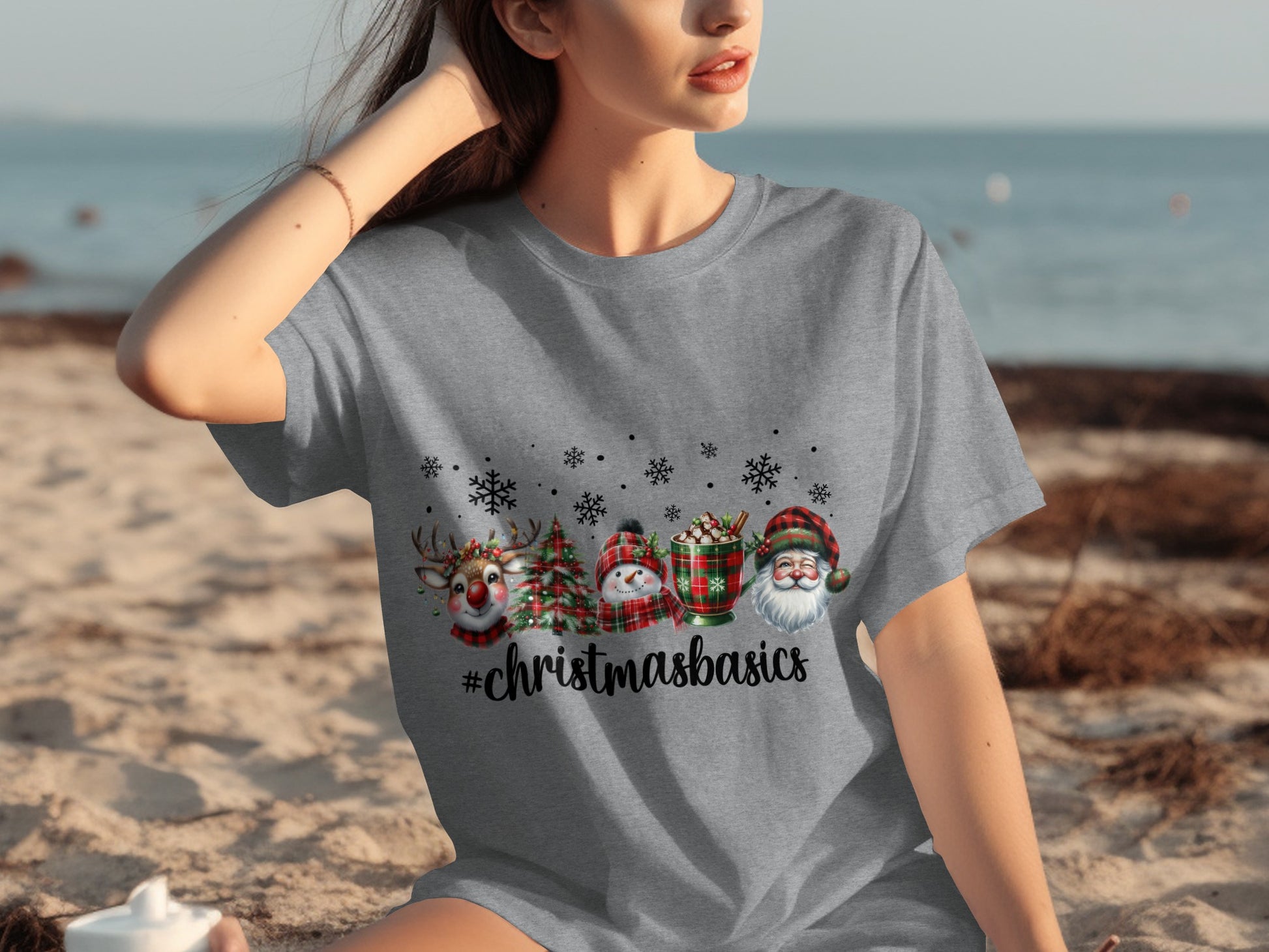 Xmas Basics Santa and Reindeer Graphic Shirt