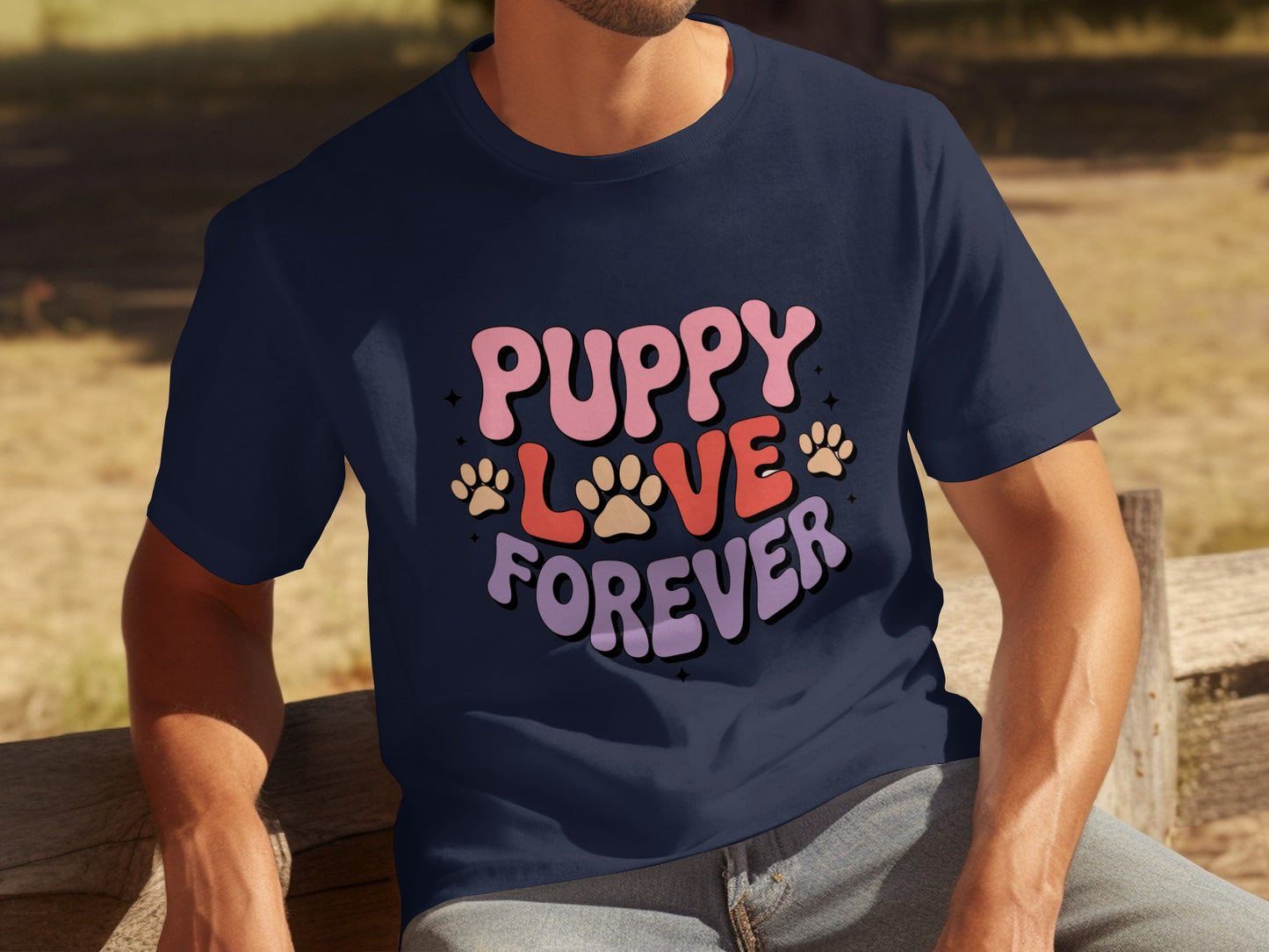 Puppy Love Forever Cute Paw Print Graphic Tee