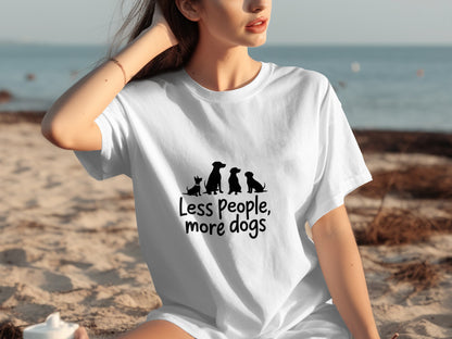 Less People More Dogs Print Casual T-Shirt