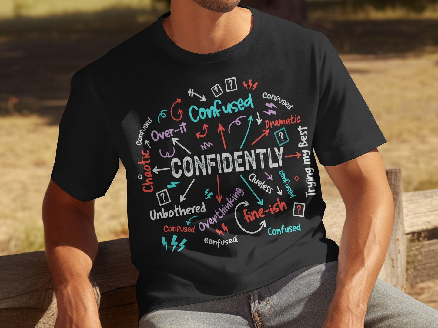 Confidently Confused Graphic Print T-shirt for Creative Minds