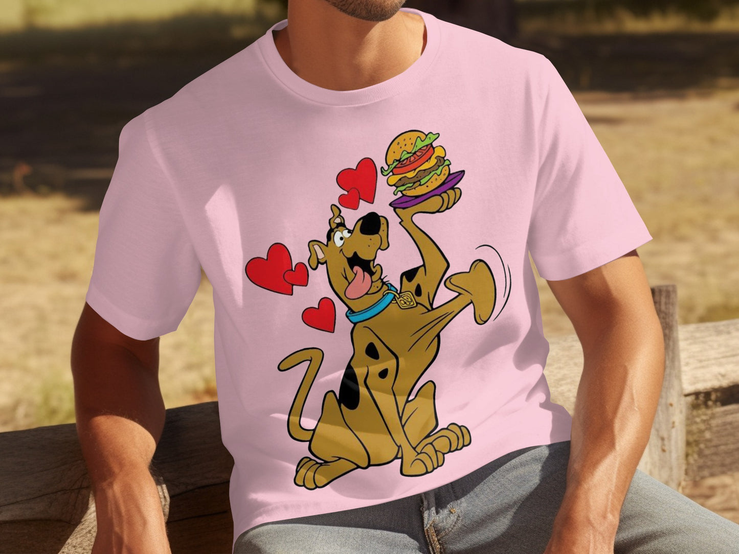 Scooby-Doo Heart Eyes and Burger Graphic T-Shirt
