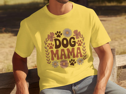 Dog Mama Graphic Tee with Cute Floral Design
