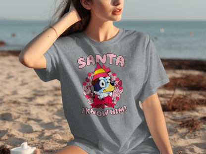 Santa I Know Him Cute Cartoon Graphic T-shirt