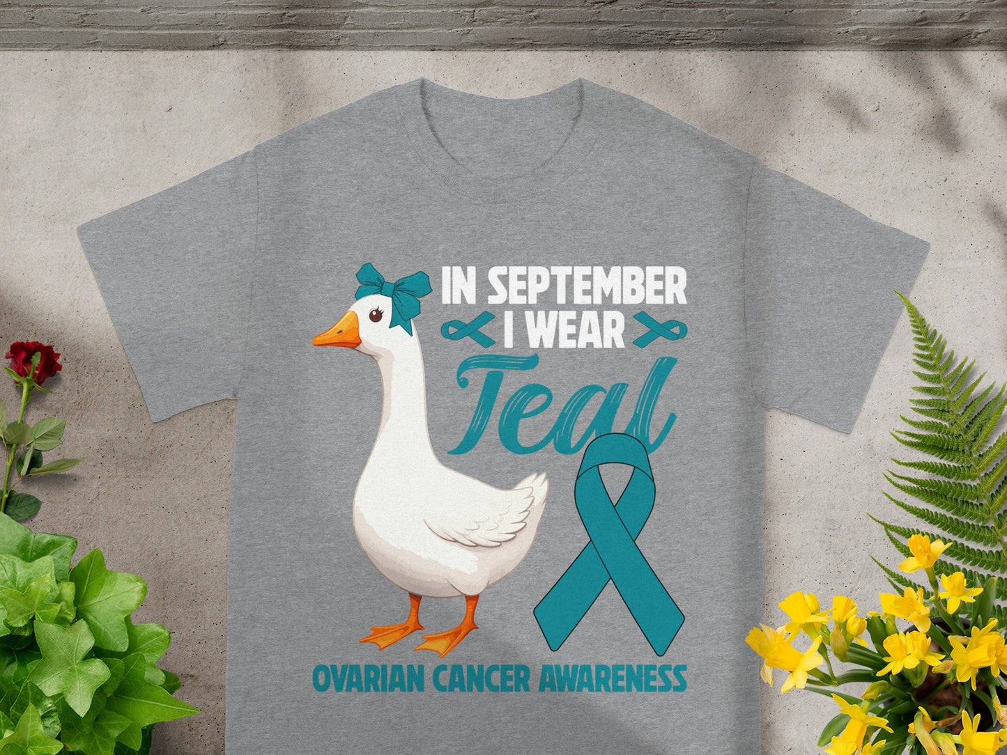 In September I Wear Teal Ovarian Cancer Awareness Shirt