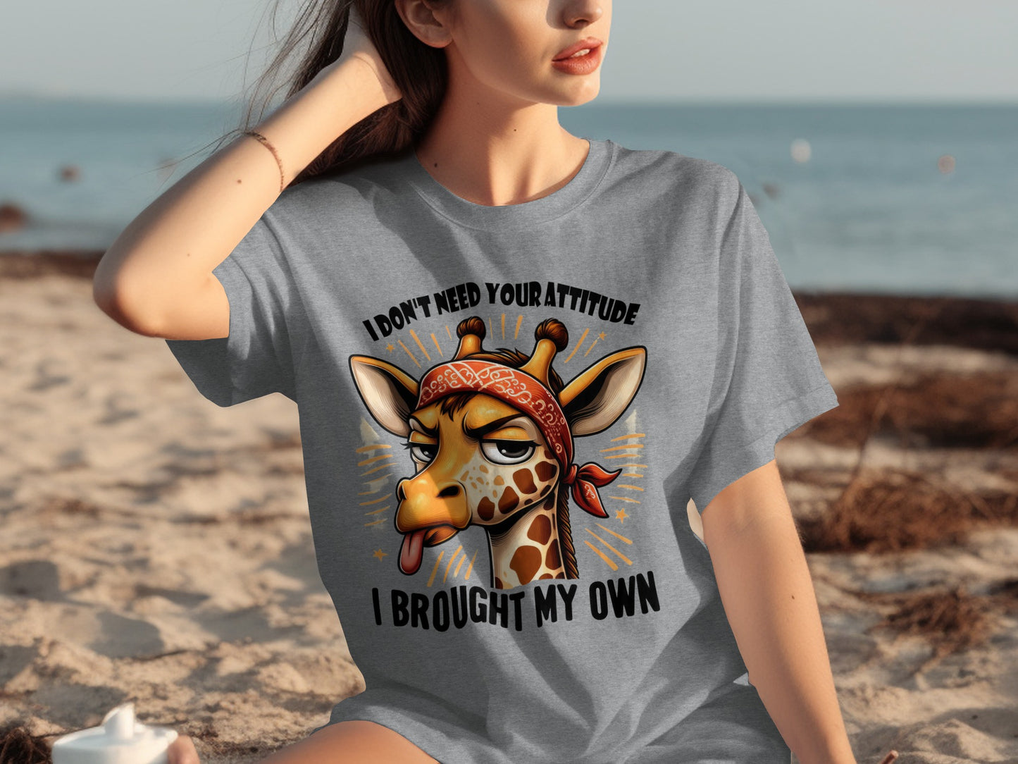 I Don't Need Your Attitude Giraffe Graphic T-shirt