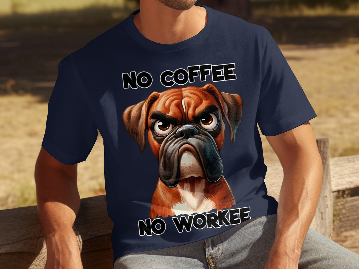 No Coffee No Workee Funny Dog Cartoon T-shirt