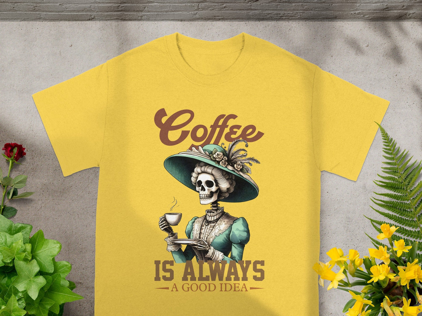 Coffee Is Always A Good Idea Skull Lady T-shirt