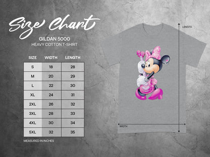 Minnie Guitar GILDAN 5000 T-SHIRT Size Chart product type
