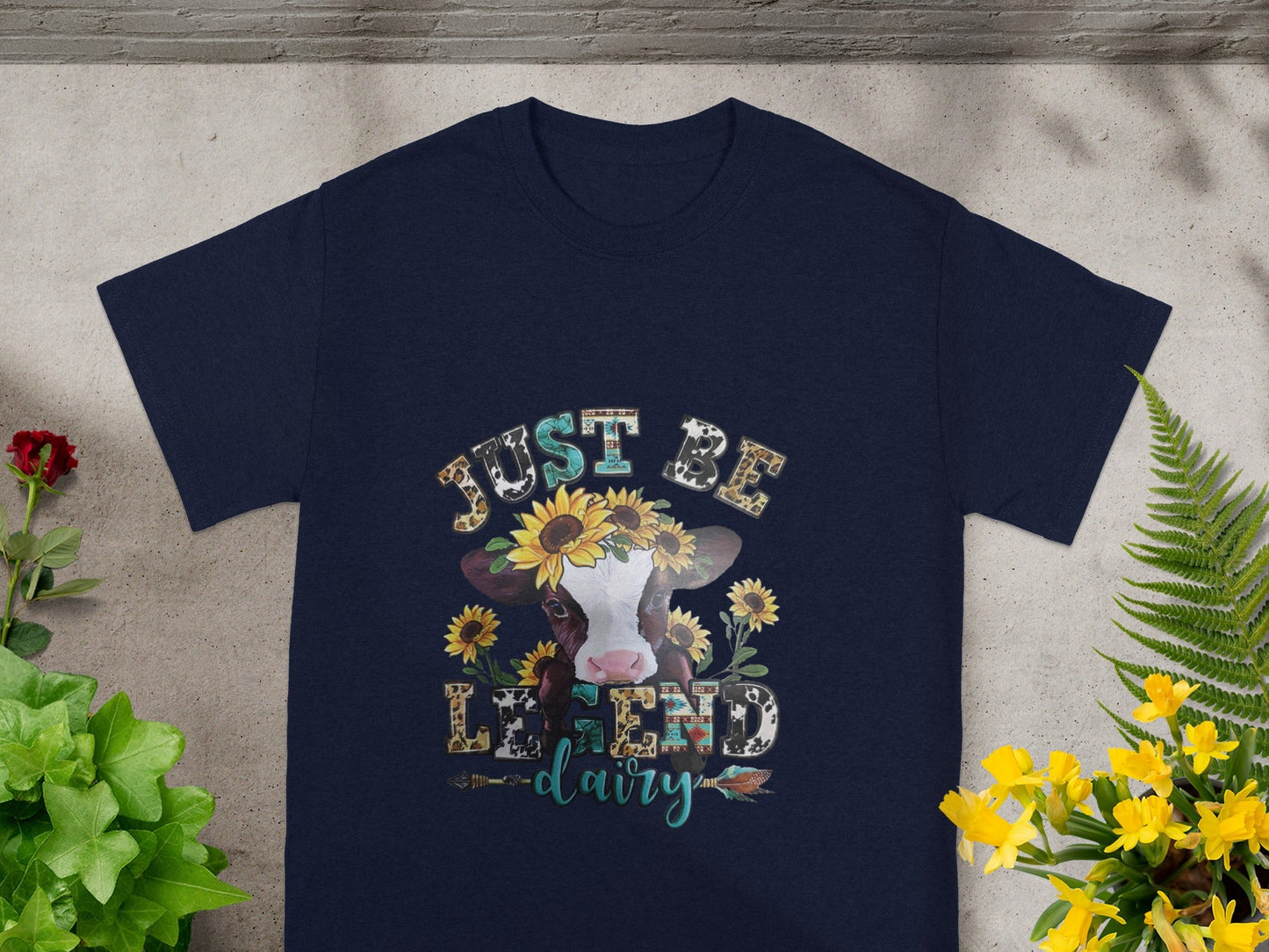Just Be Kind Dairy Cow Flower Graphic T-shirt