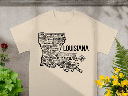 Louisiana Map Typography Design Shirt