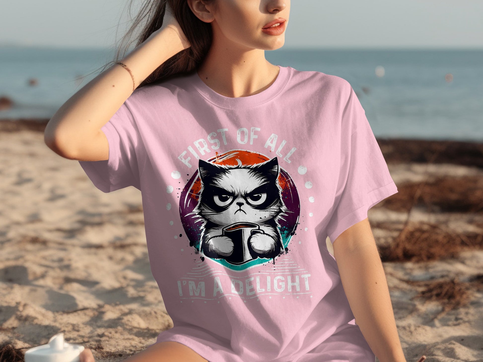 First Of All I'm A Delight Cat Graphic T-Shirt
