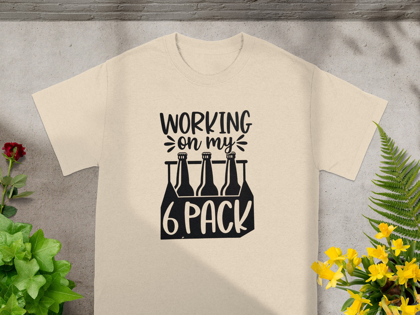 Working On My 6 Pack Fun Graphic Tee Shirt