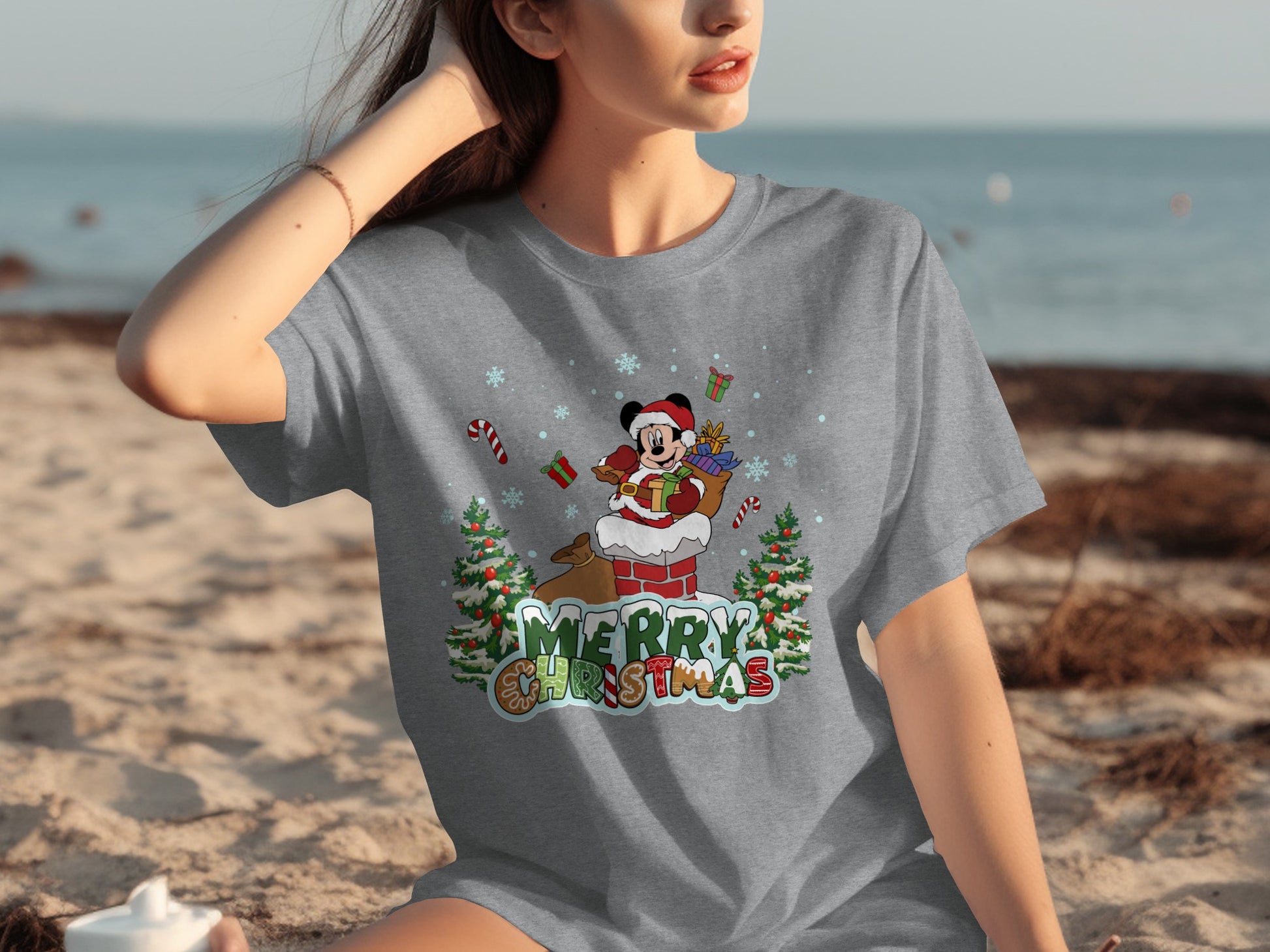 Merry Christmas Santa Mouse Graphic Holiday Shirt