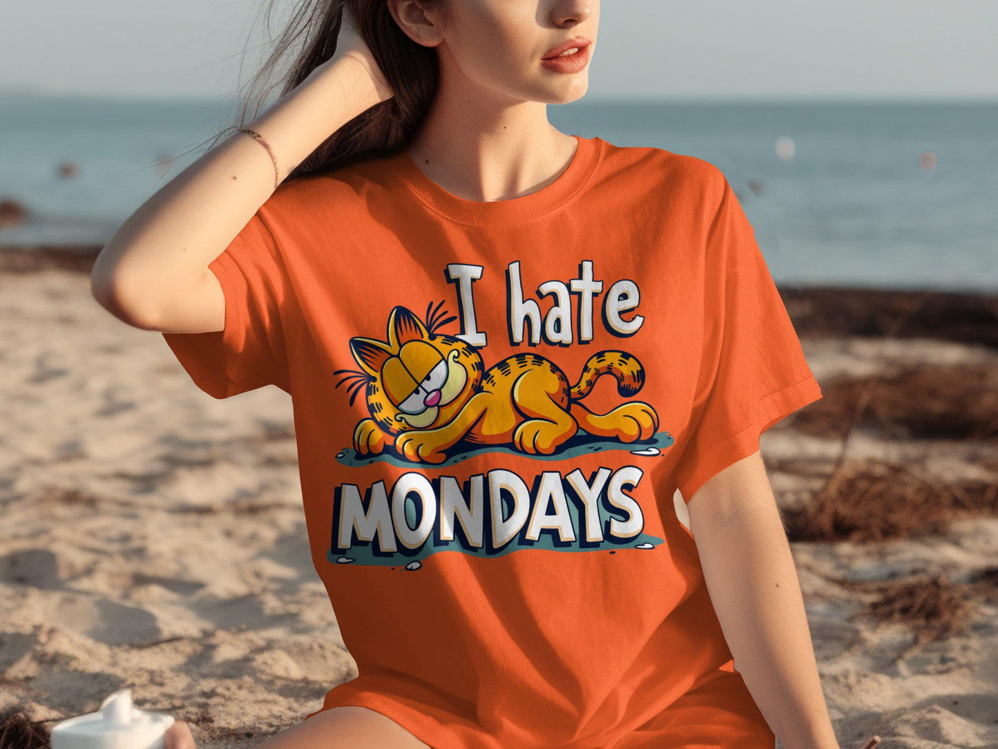 I Hate Mondays Orange Garfield Graphic T-Shirt