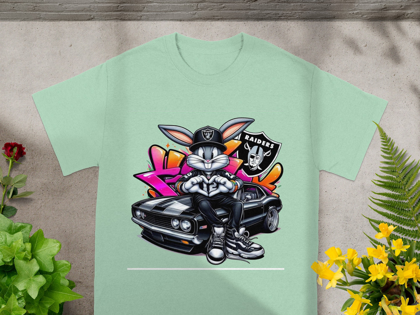 Cool Bugs Bunny Raiders Car Graffiti Art T-Shirt
