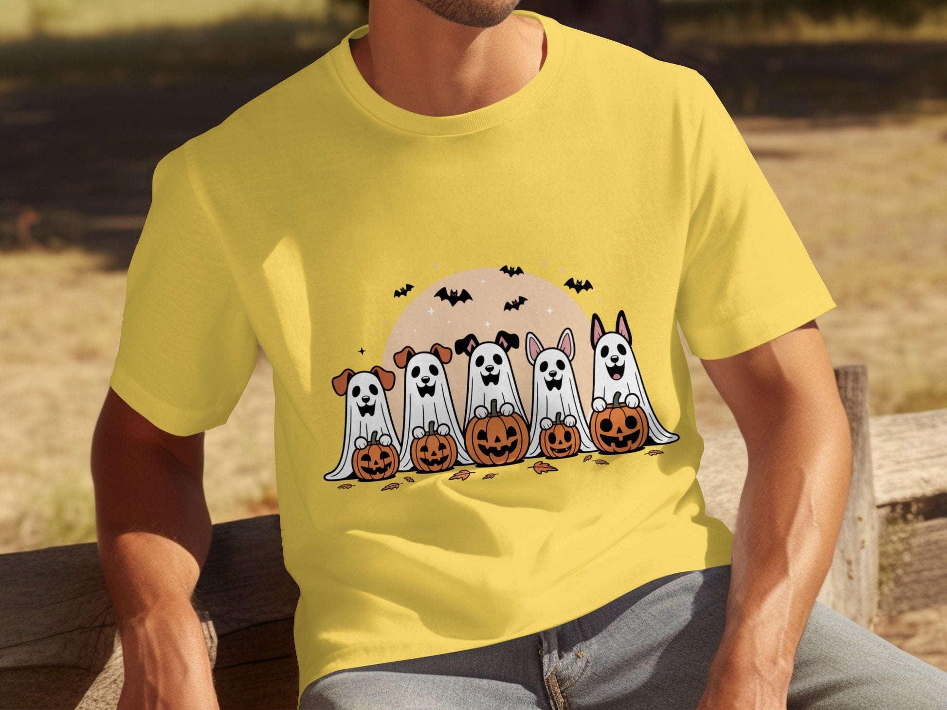 Cute Halloween Dogs in Costume Yellow T-Shirt Product