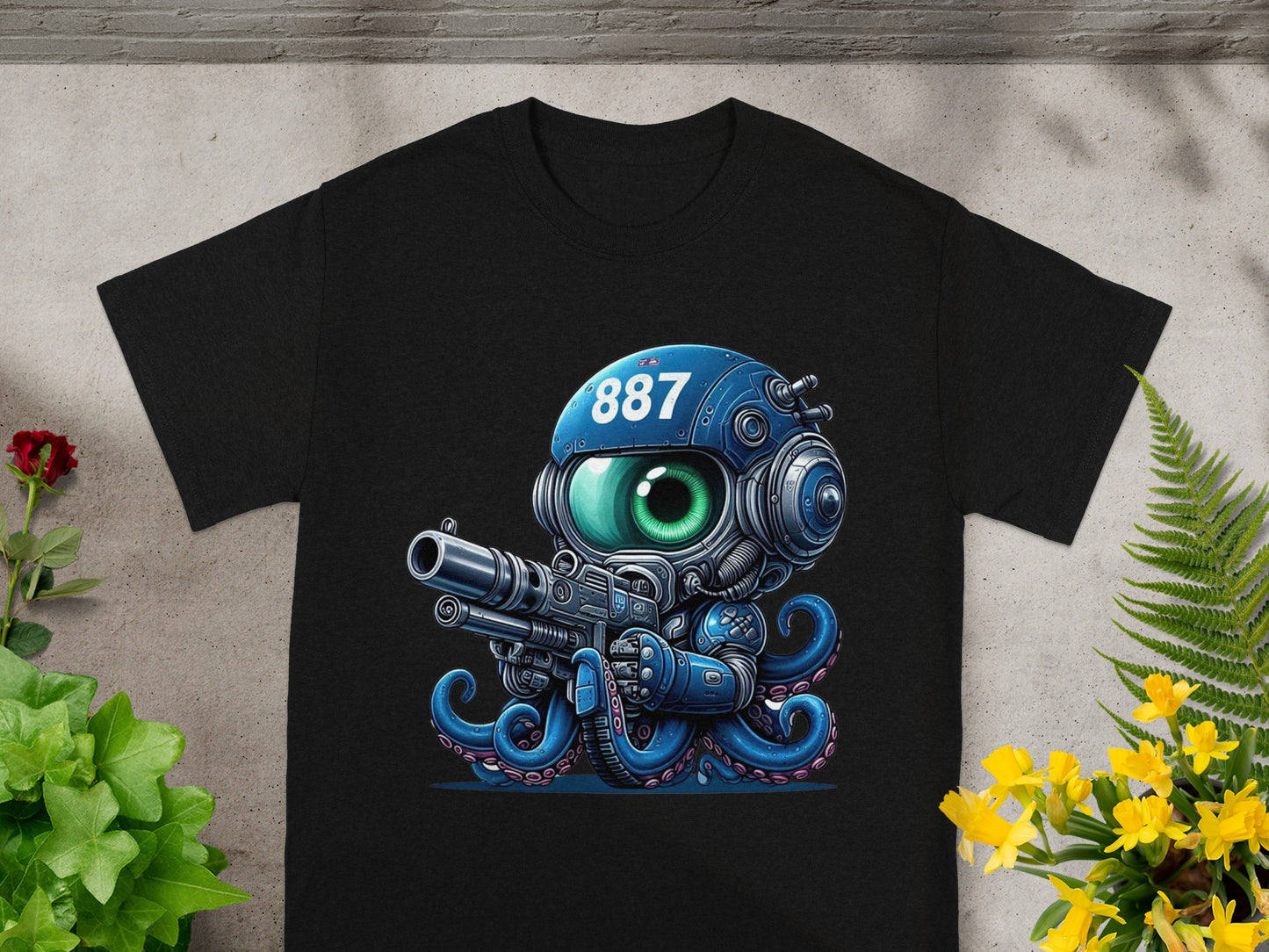 Cute Octopus with Helmet Artwork T-shirt