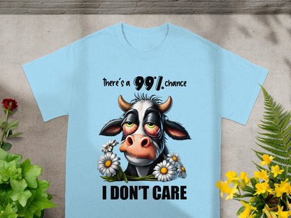 Funny Grumpy Cow I Don't Care Statement T-Shirt