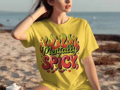 Mentally Spicy Graphic Yellow T-Shirt for Bold Statements