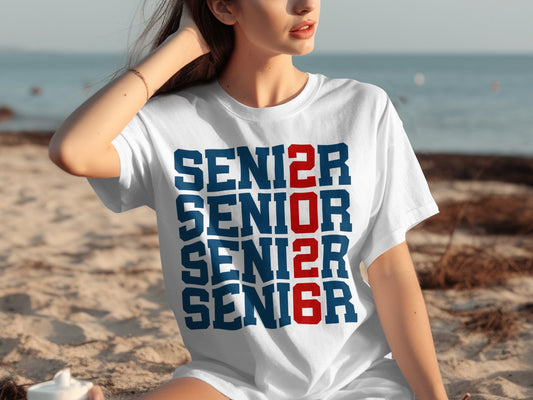 Senior 2026 Multiple Times Printed on Casual T-shirt