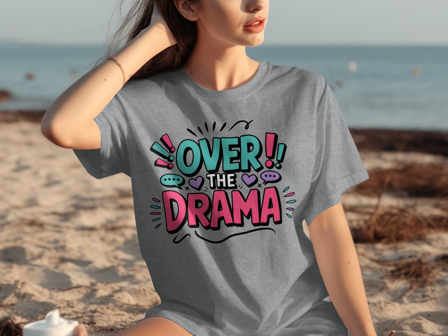 Over the Drama Colorful Fun Graphic T-Shirt
