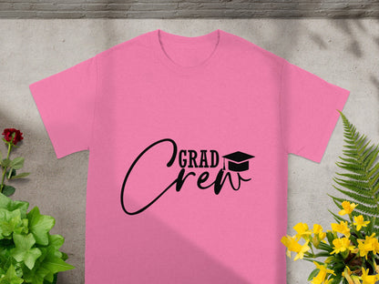 Grad Crew Pink T-Shirt Perfect for Graduation Celebration