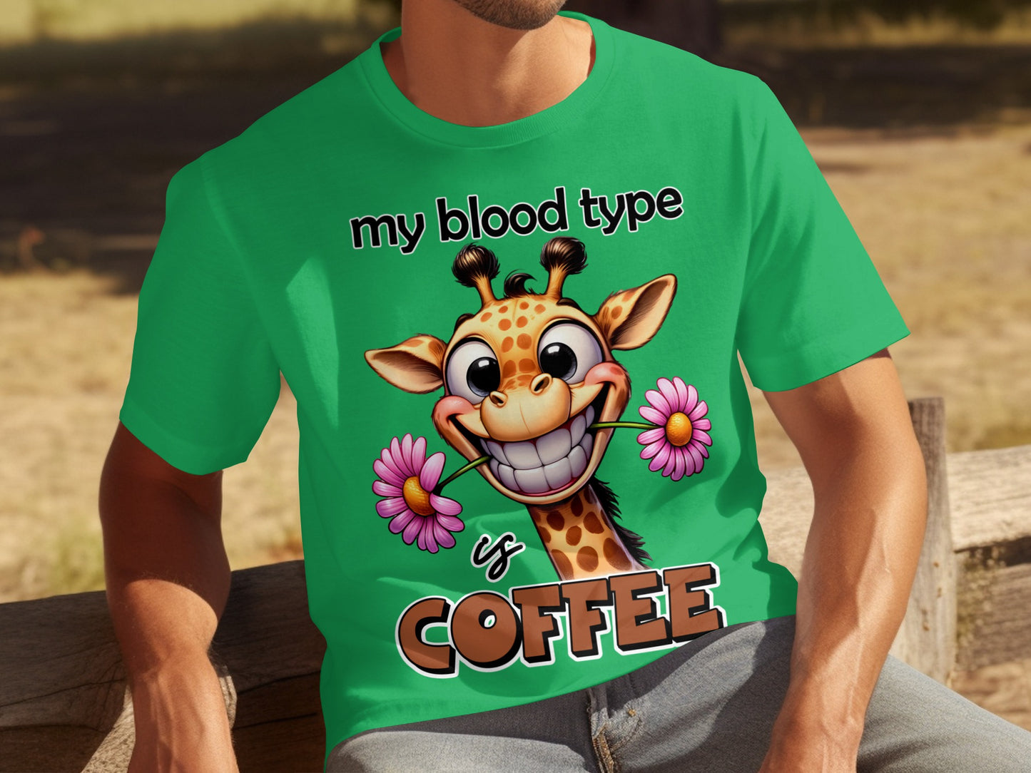 My Blood Type is Coffee Giraffe Novelty T-Shirt