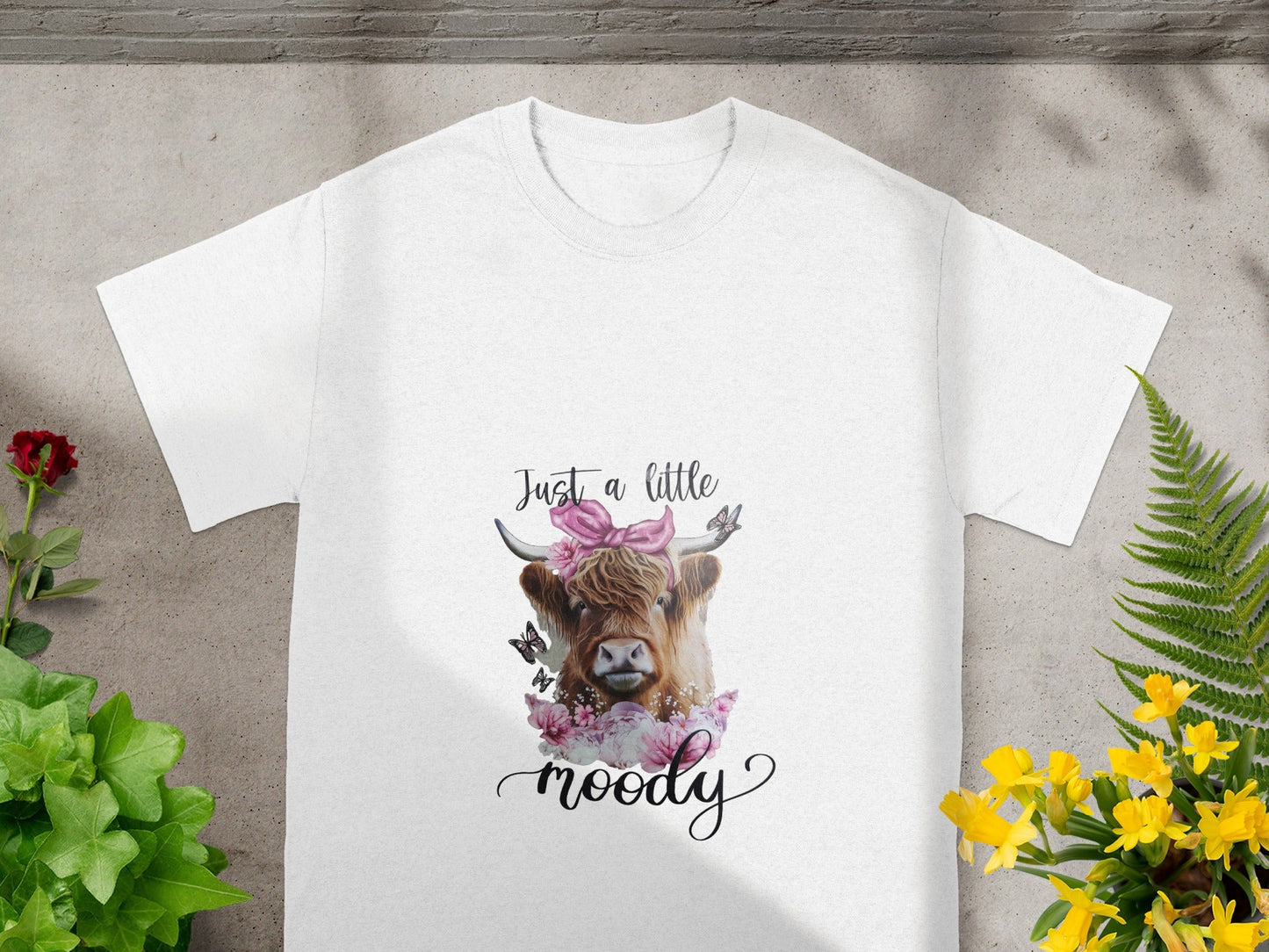 Just a little moody cow print casual wear tee