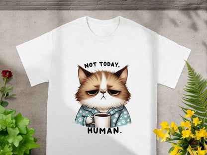Not Today Human Grumpy Cat Coffee Humor Shirt