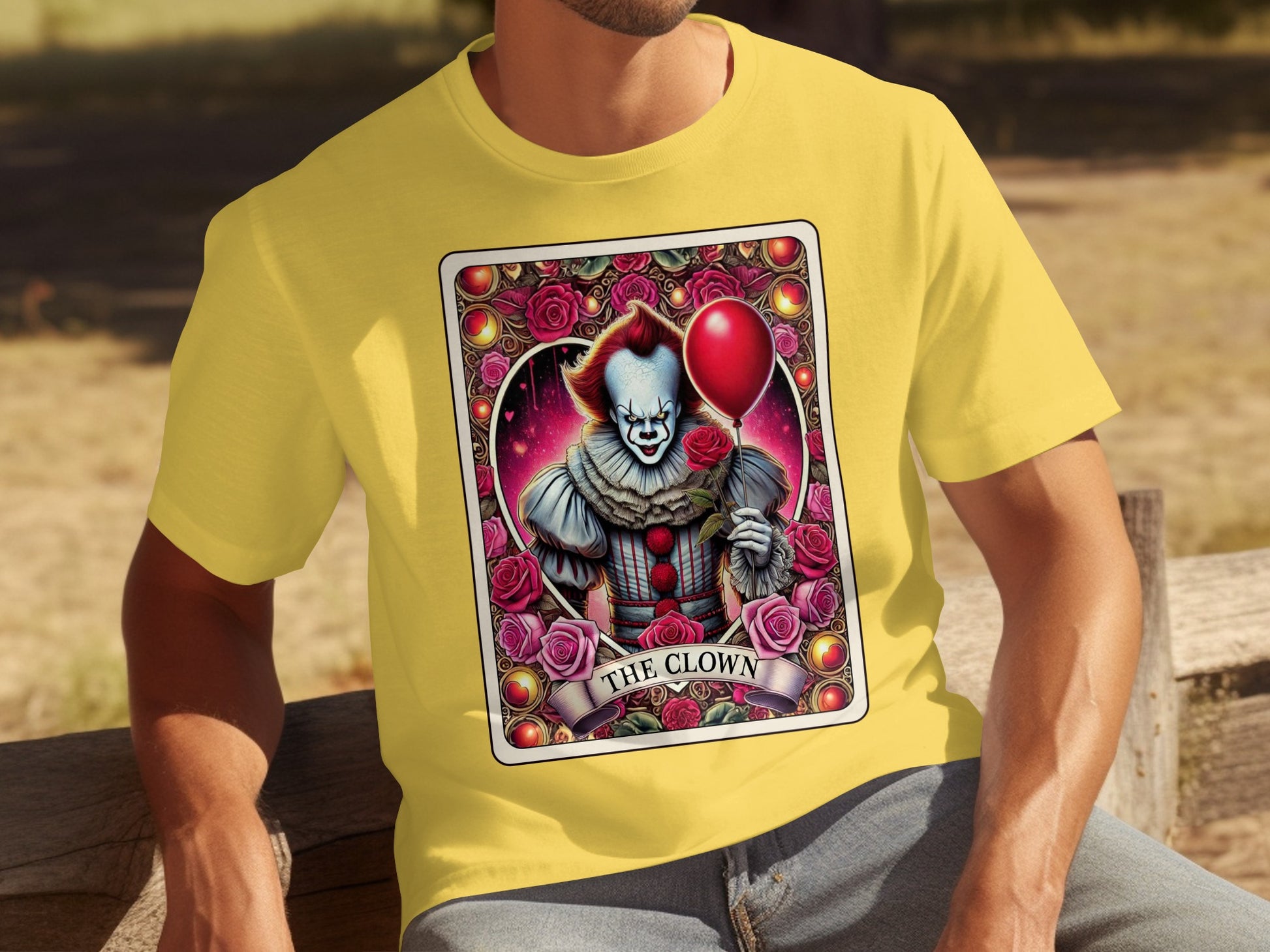 The Clown Artwork on Yellow Background T-Shirt