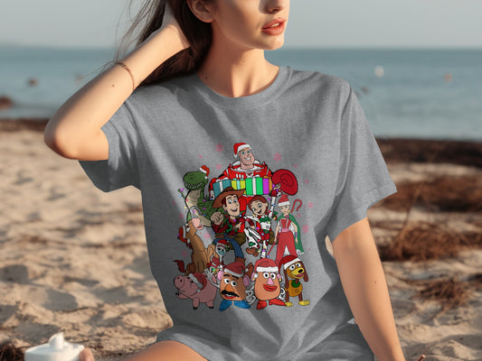 Toy-Inspired Cartoon Characters Grey T-shirt product