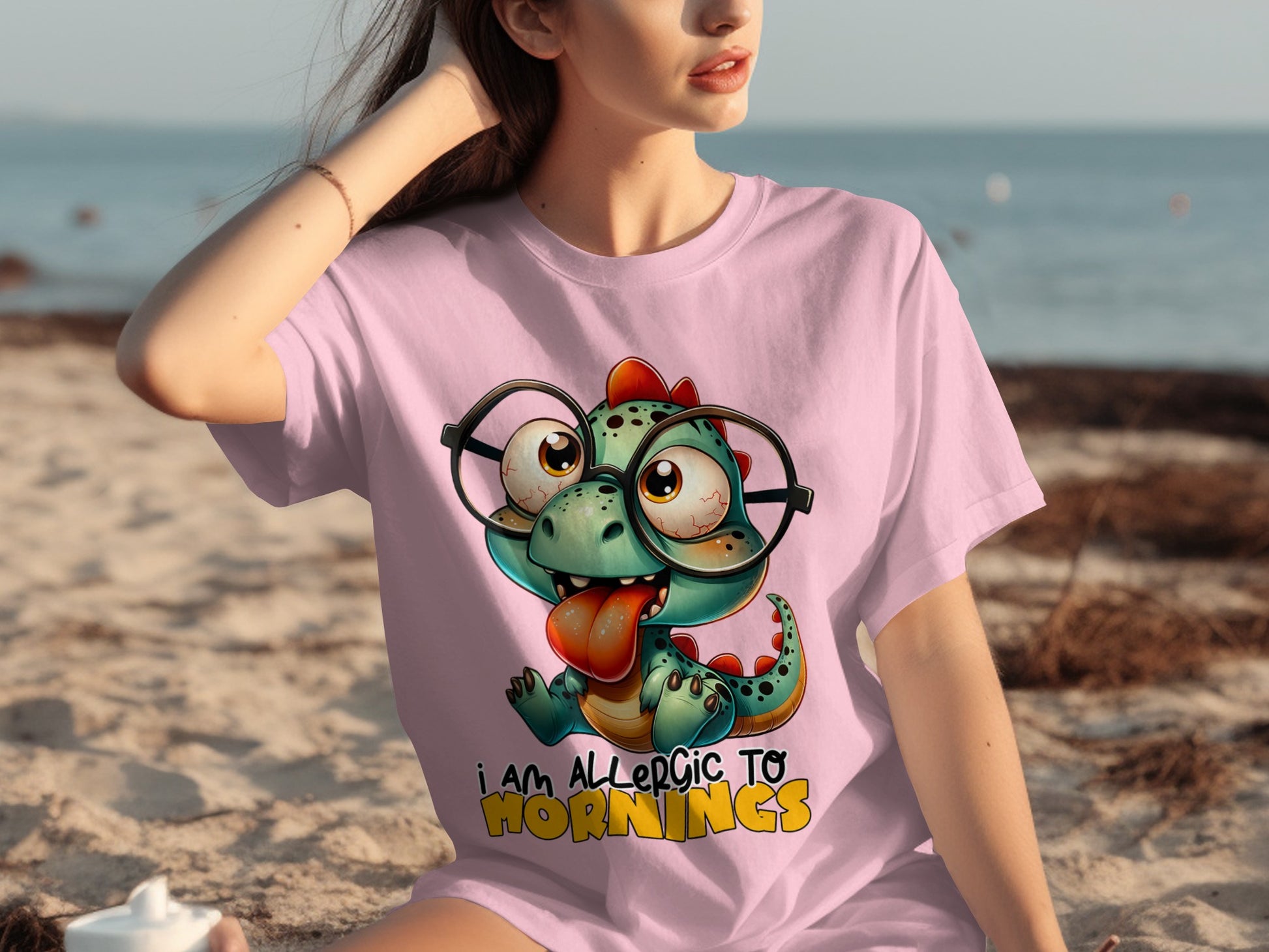 I Am Allergic To Mornings Dinosaur T-Shirt