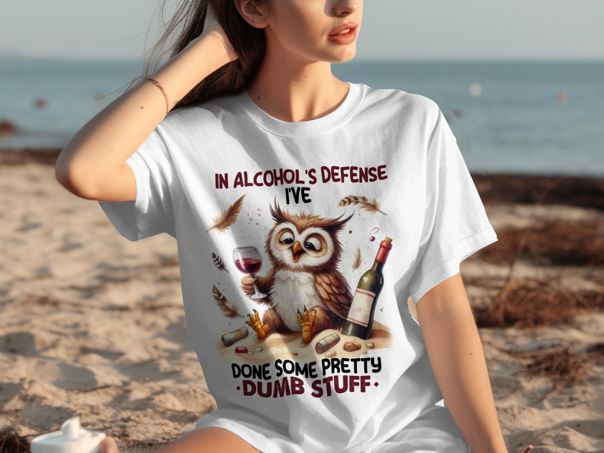 In Alcohol's Defense Funny Owl Graphic T-shirt Product
