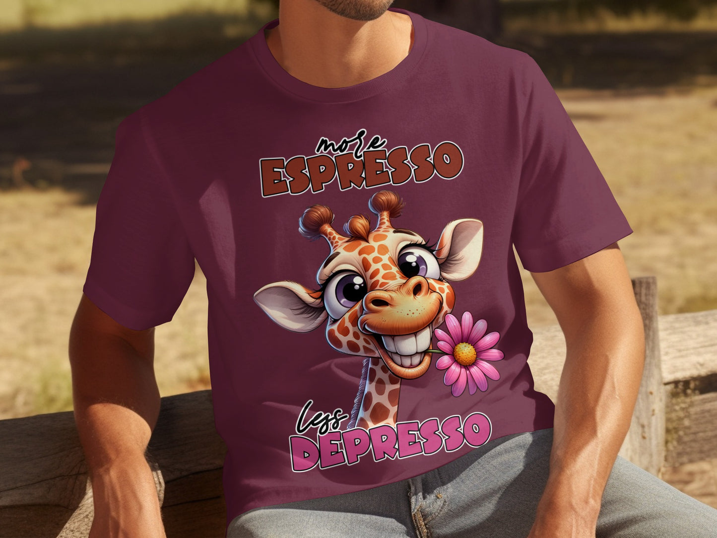 Make Espresso Less Depresso Giraffe Graphic Tee