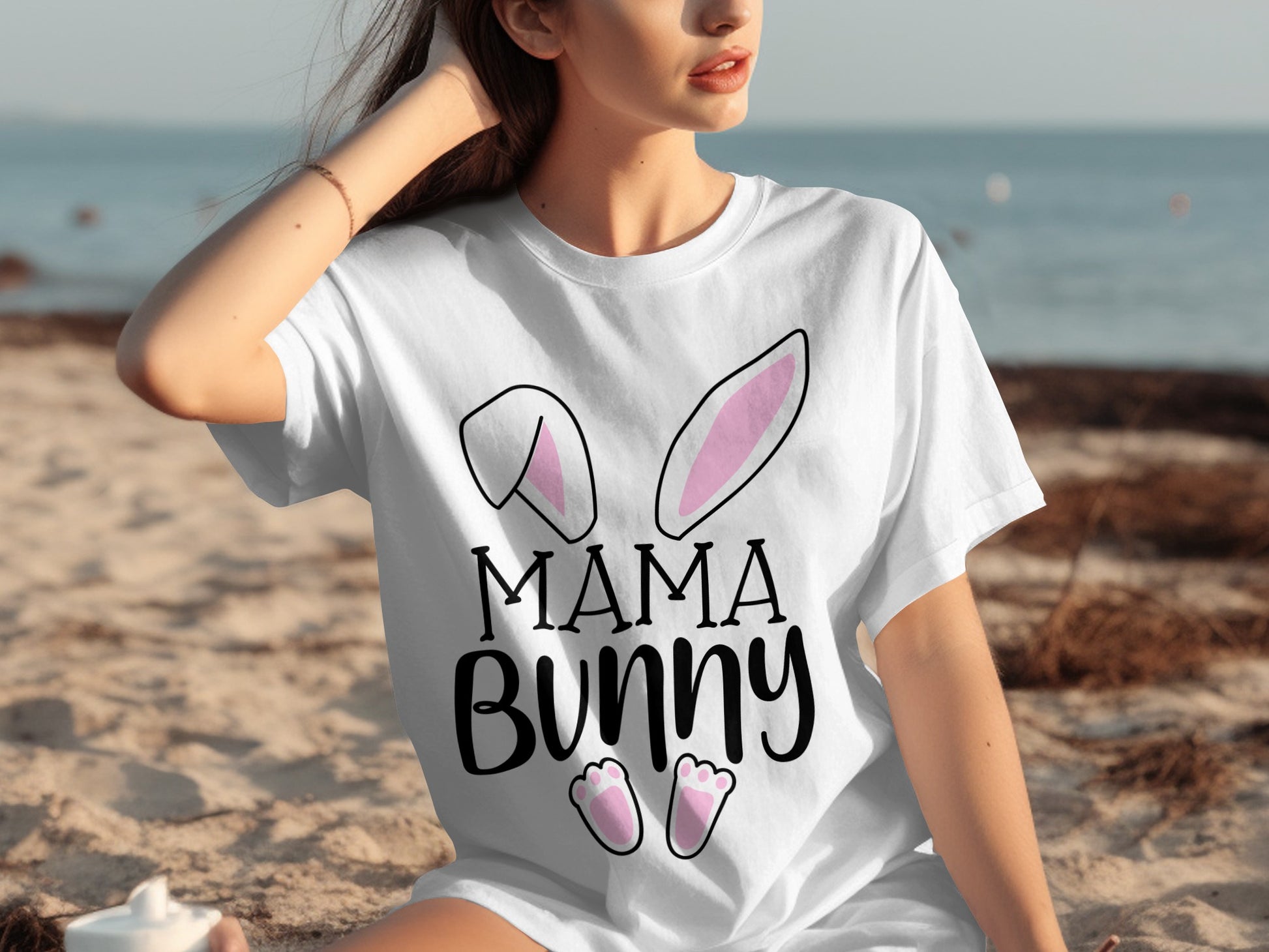 Cute Mama Bunny Graphic Tee for Women Easter Shirt