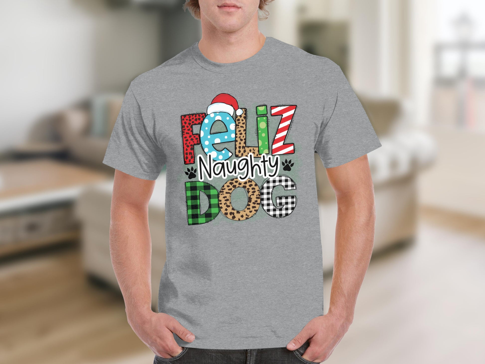 Feliz Naughty Dog Graphic Holiday Shirt