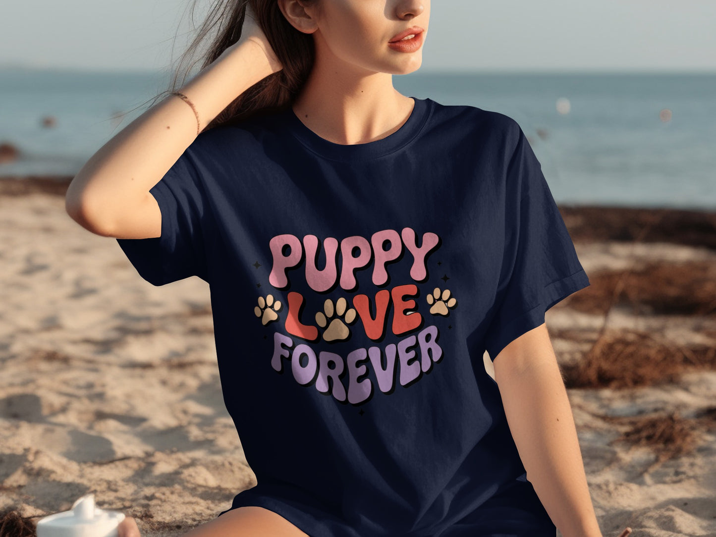 Puppy Love Forever Paw Print Design T-shirt