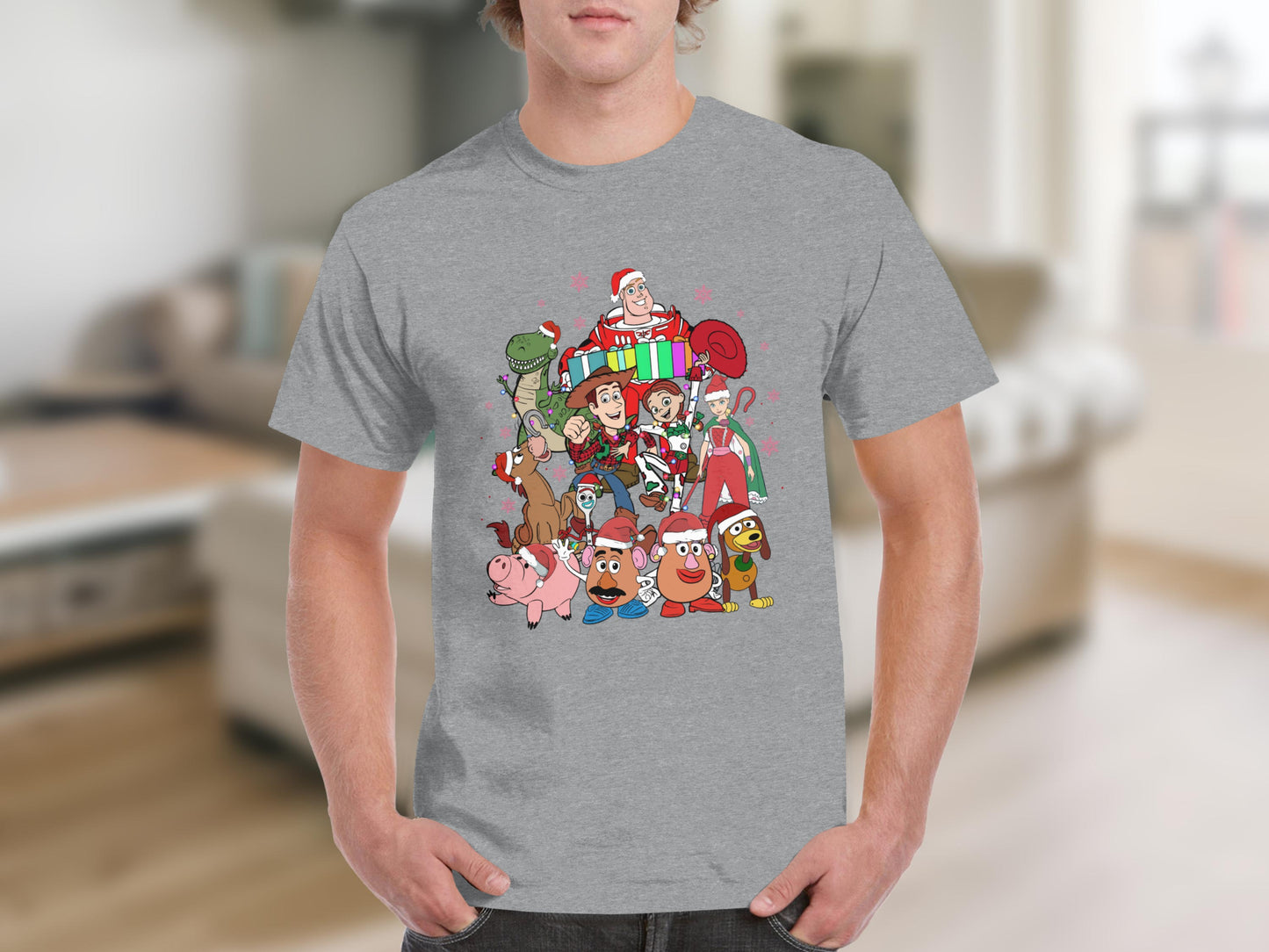 Cartoon Characters Christmas Graphic T-Shirt