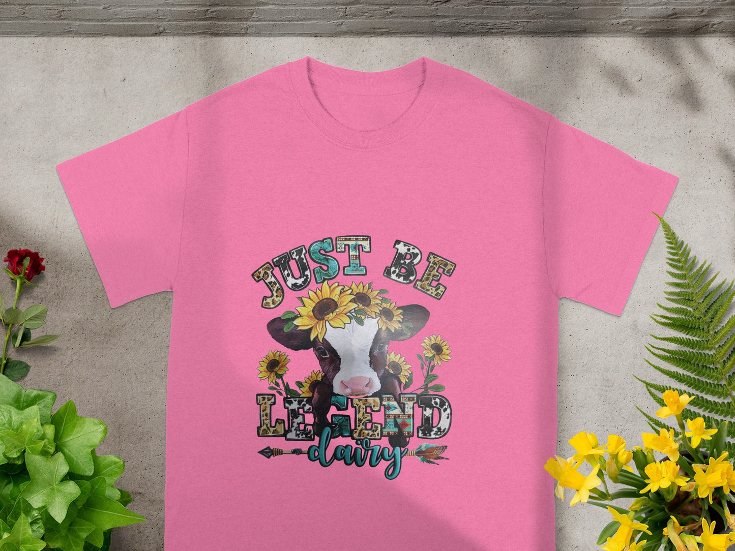 Just Be Kind Dairy Cow and Sunflowers T-Shirt