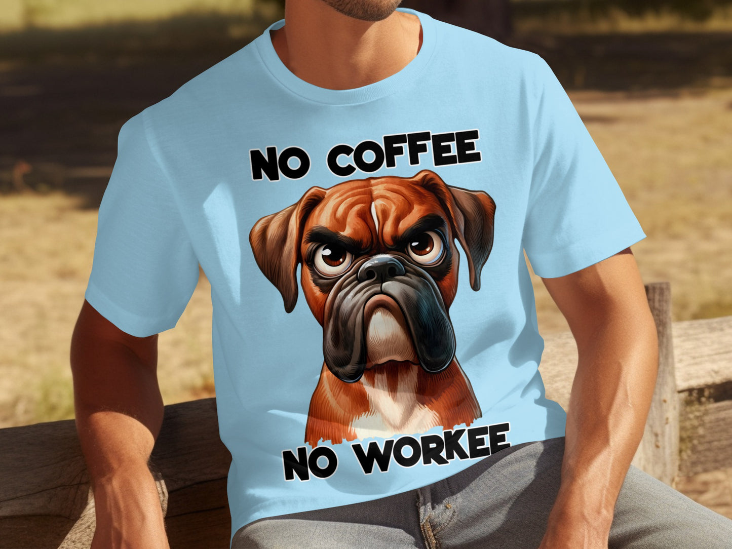 No Coffee No Workee Funny Boxer Dog T-Shirt
